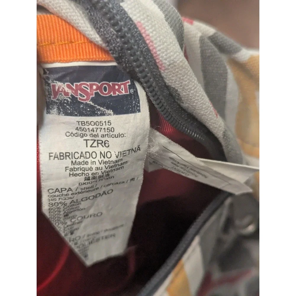 Jansport Right Pack Expressions Coral Dusk Chevrons TZR602W leather suede bottom